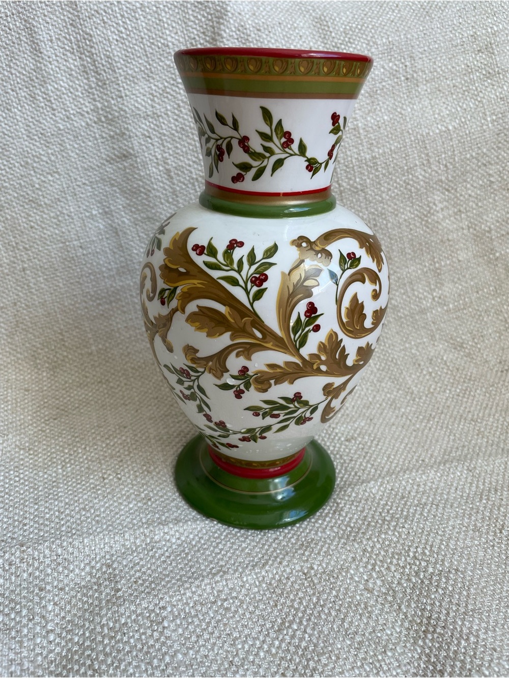 Laura Ashley Vintage Floral Paisley Ceramic Decorative Vase 9"